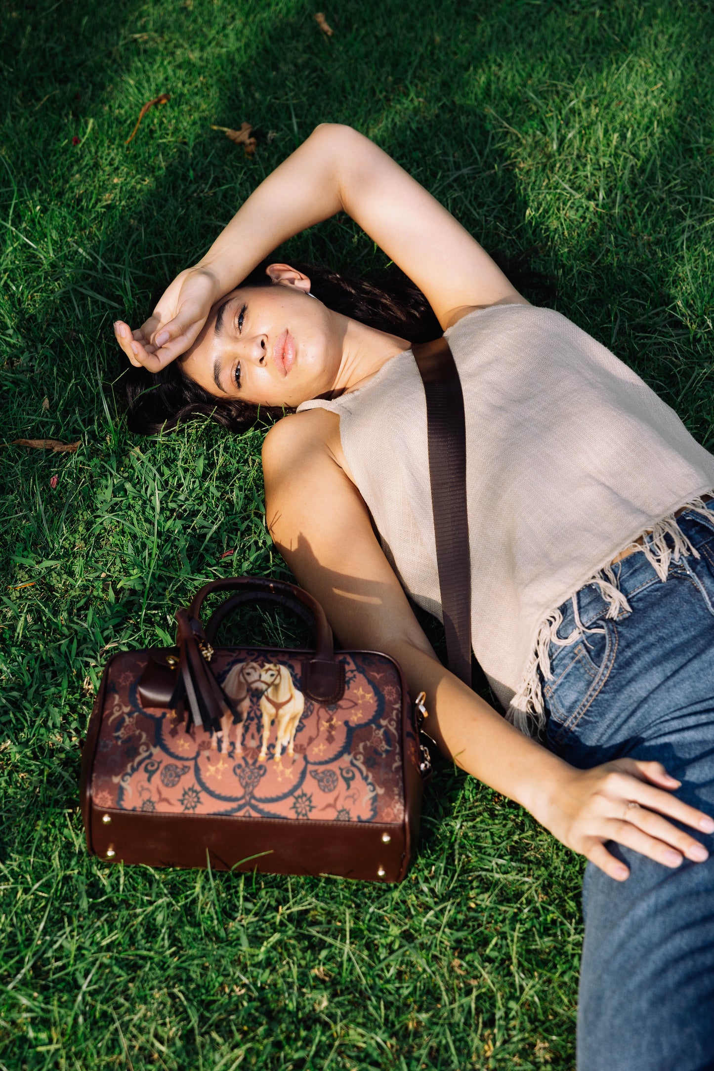 Duffel printed horse bag