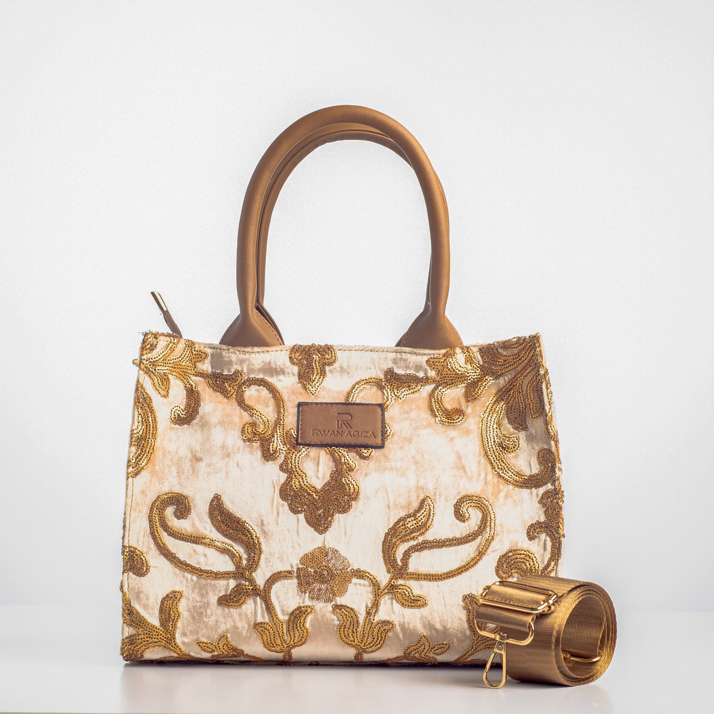 Embroidered offwhite velvet