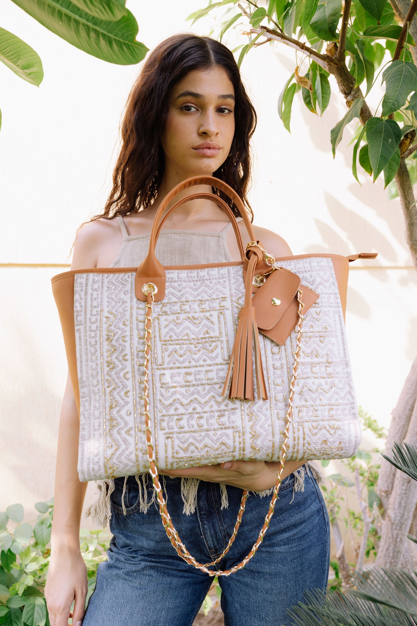 Kashan beige tote bag