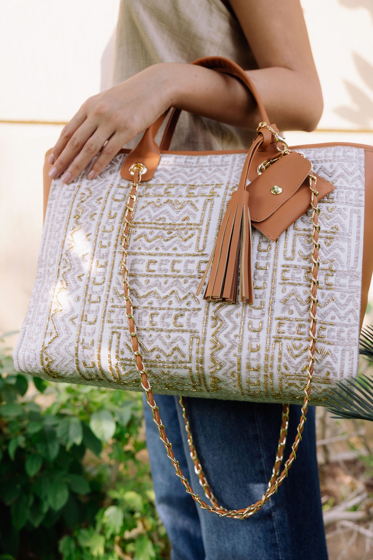 Kashan beige tote bag