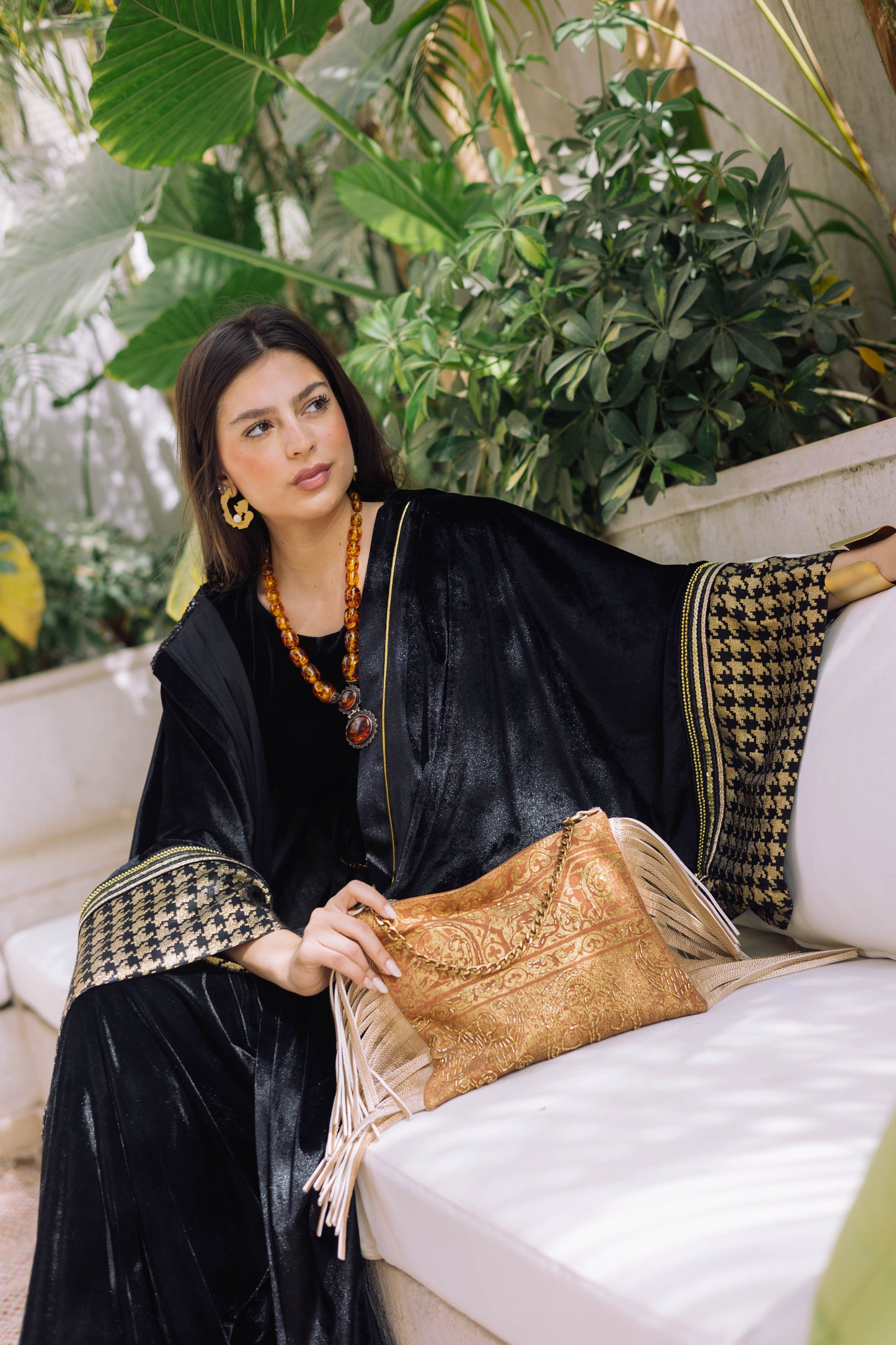 Gold Houndstooth Kaftan