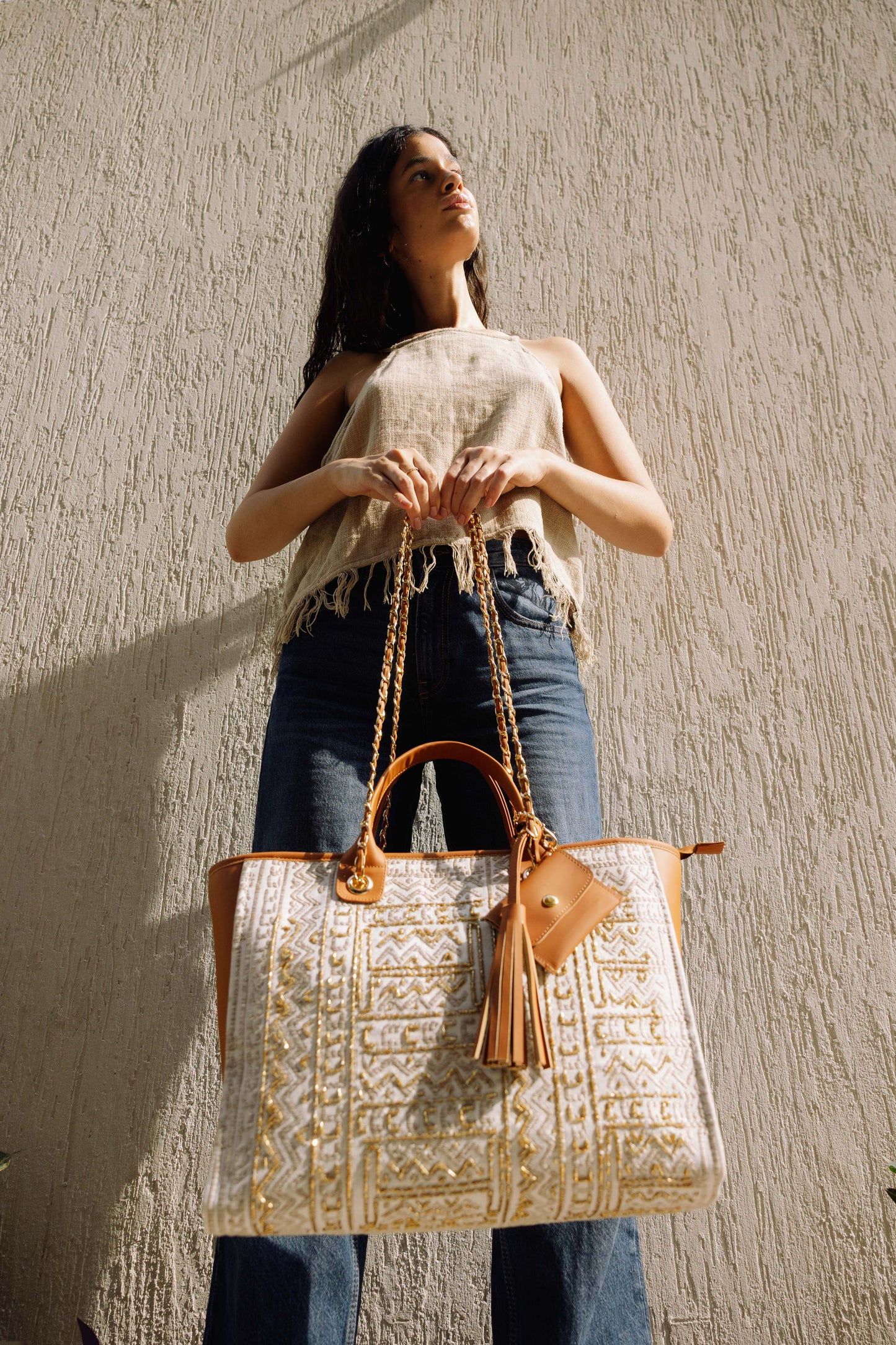 Kashan beige tote bag