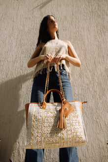 Load image into Gallery viewer, Kashan beige tote bag
