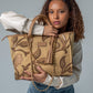 embroidered leaves tote bag