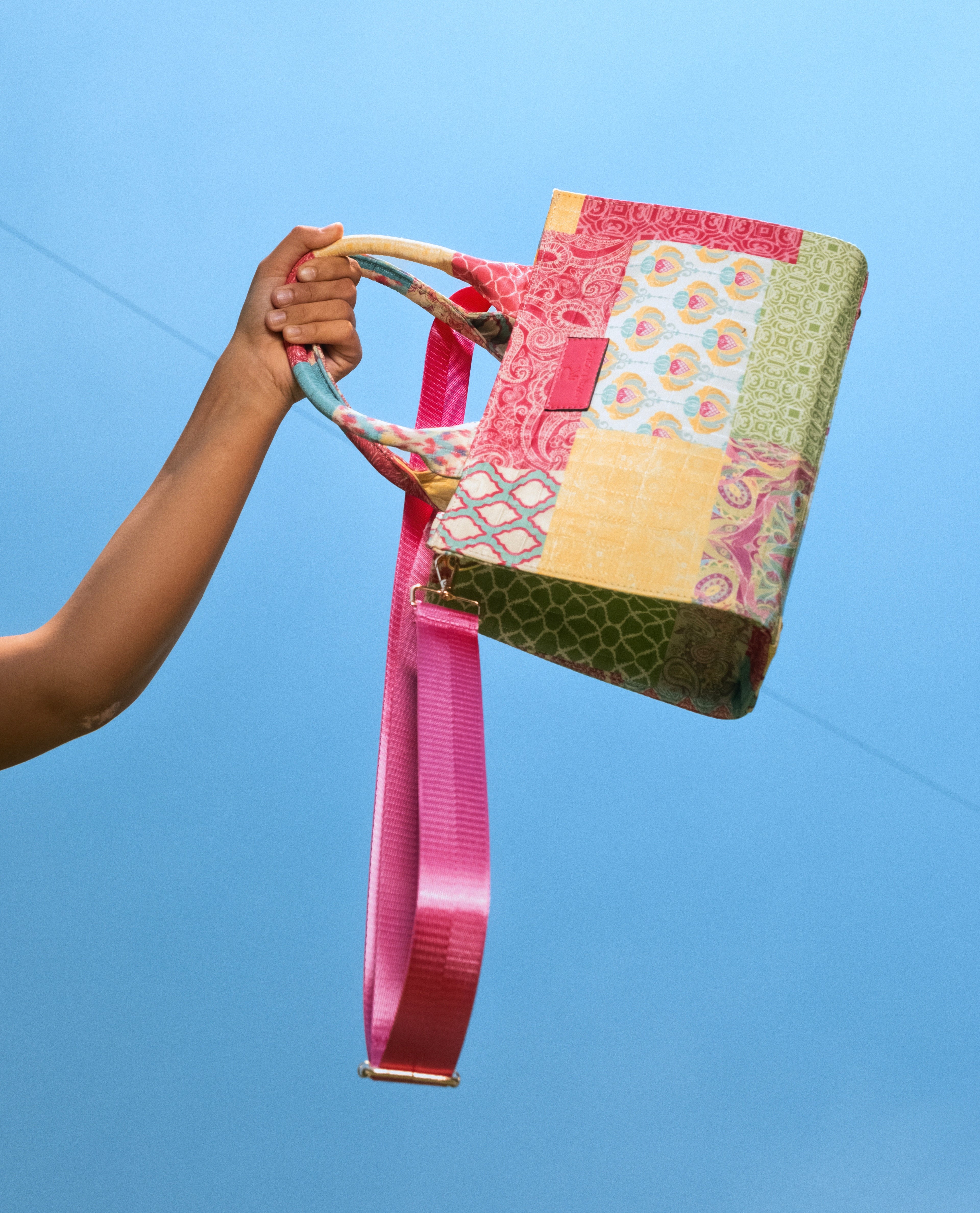 Batch-work multicolour mini tote bag