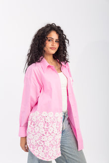 Load image into Gallery viewer, Poplin &amp; Guipure Lace Freesize Shirt