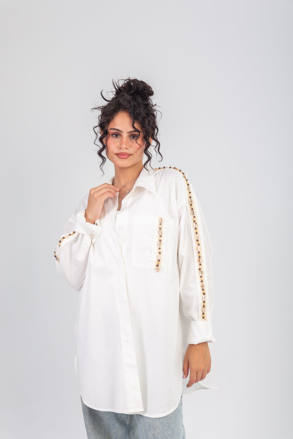 Shoulder Button Freesize Shirt