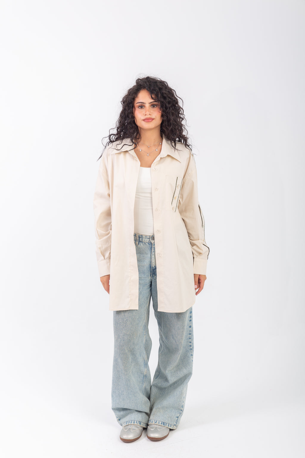 Shoulder Button Freesize Shirt