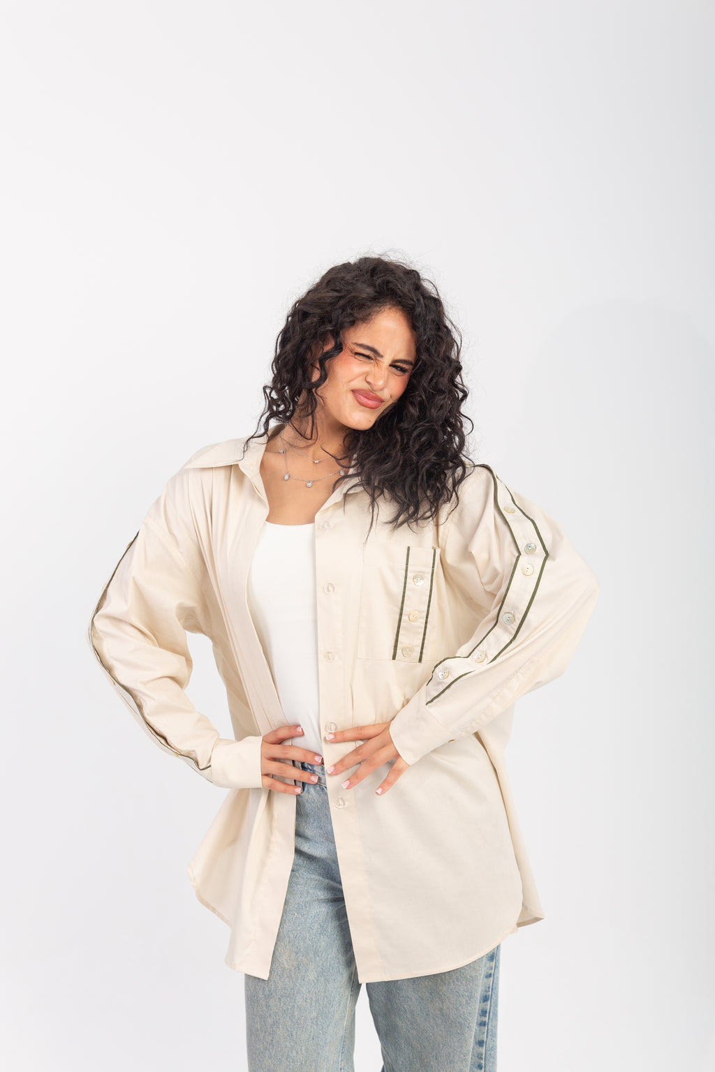 Shoulder Button Freesize Shirt