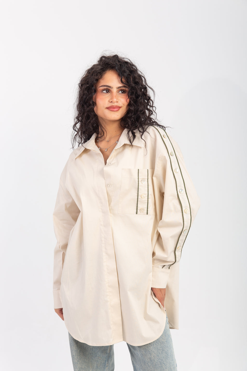 Shoulder Button Freesize Shirt