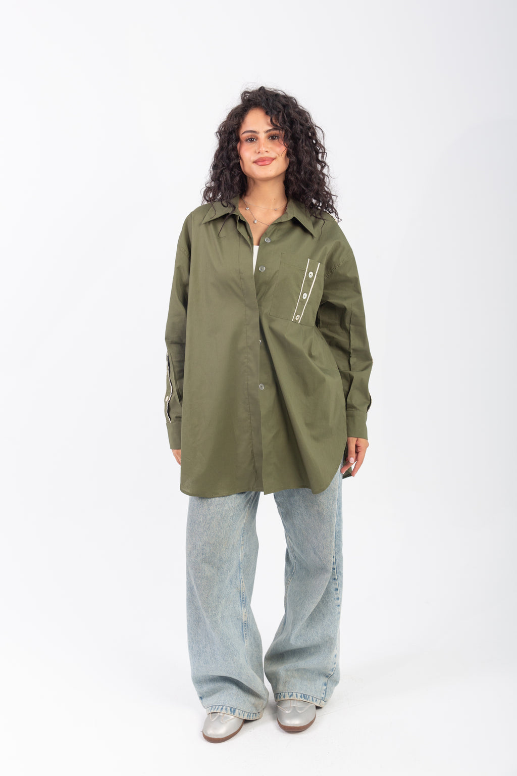 Shoulder Button Freesize Shirt