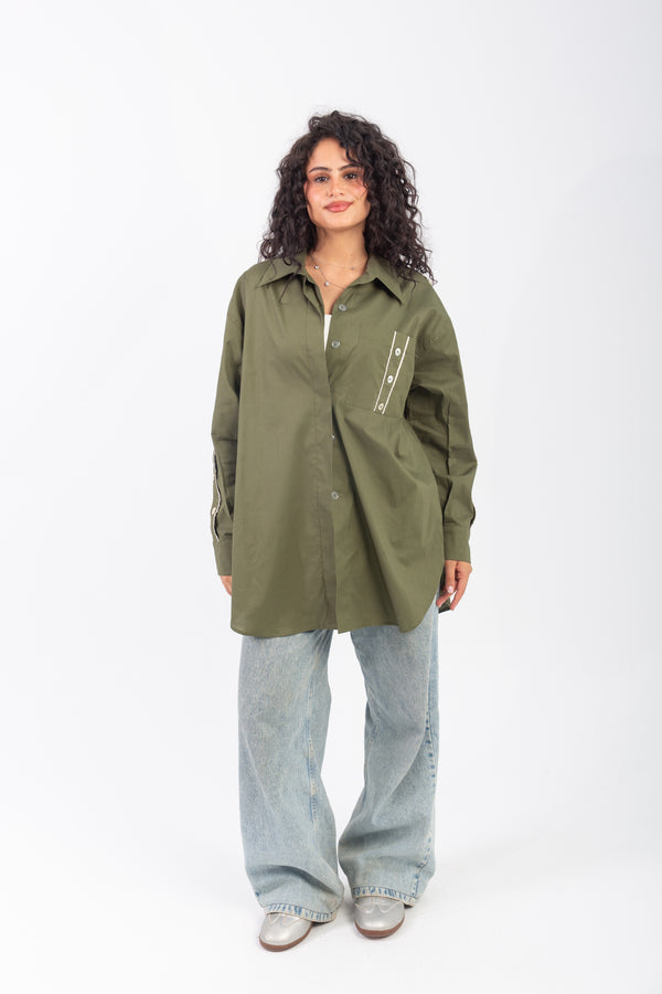 Shoulder Button Freesize Shirt
