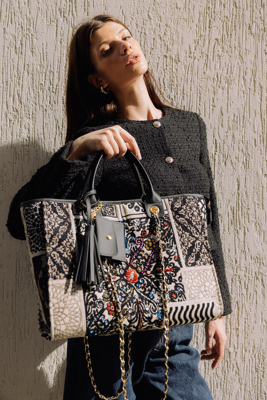 Kashan leaves chain tote bag