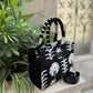 Black X white palms mini tote