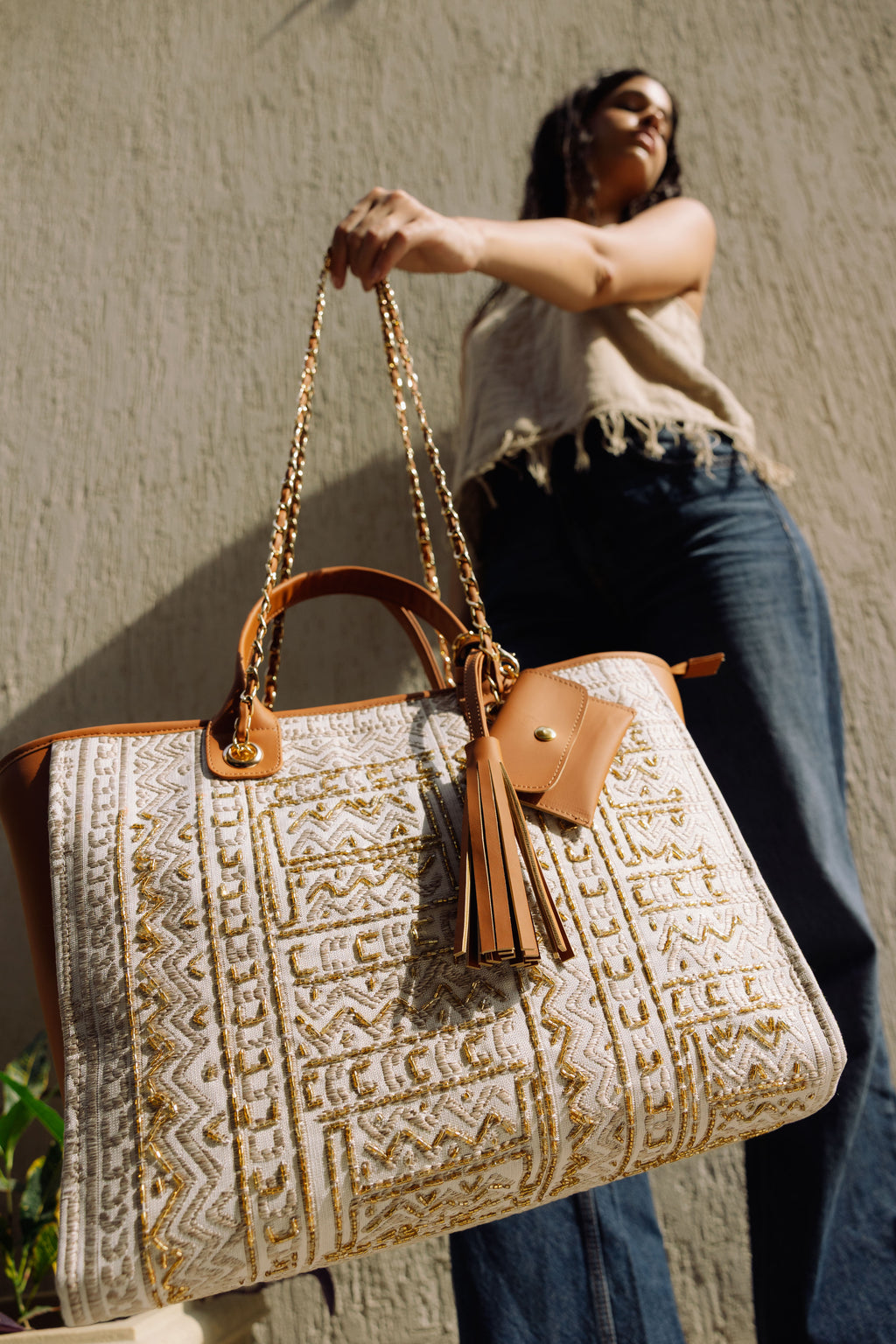 Kashan beige tote bag