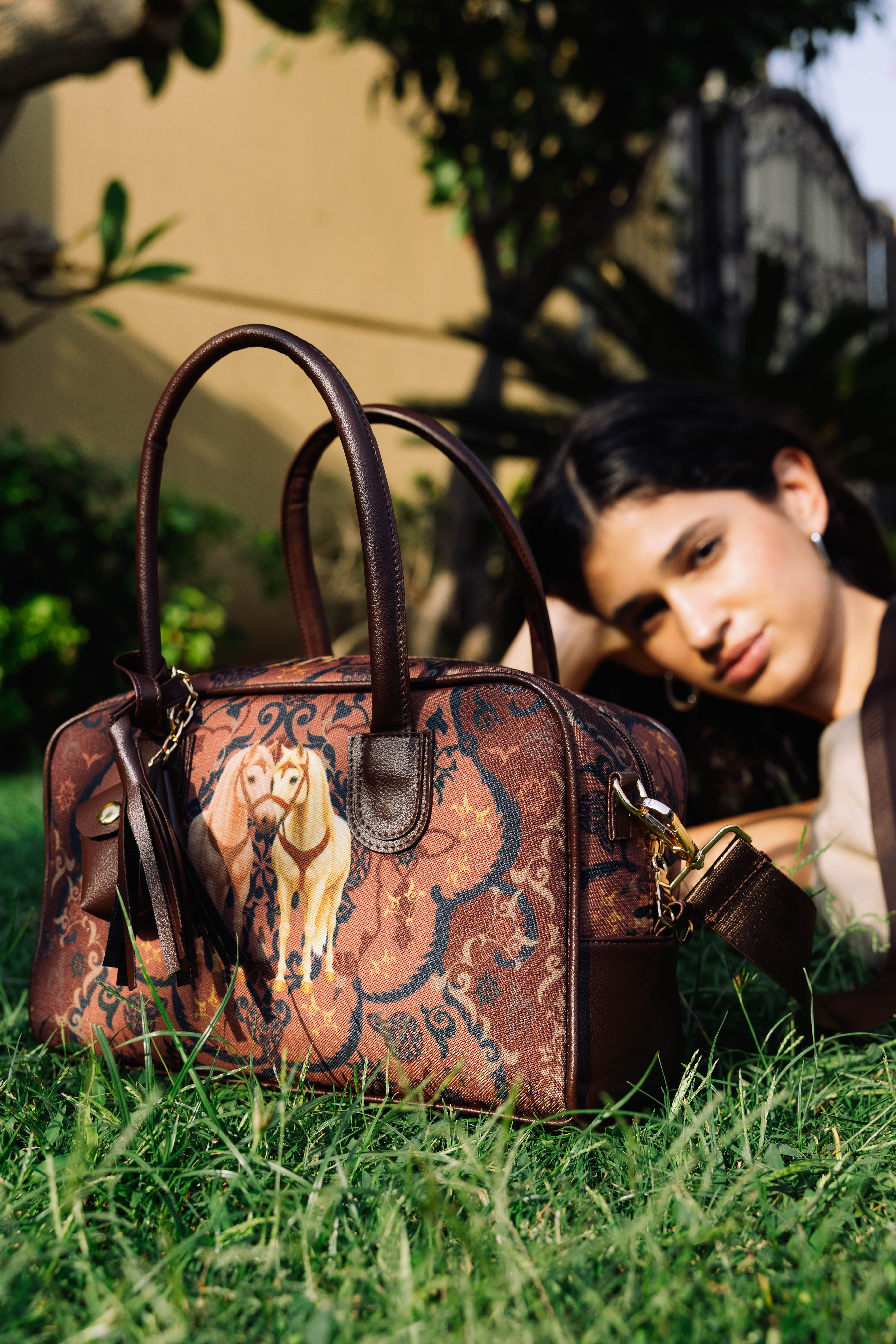 Duffel printed horse bag