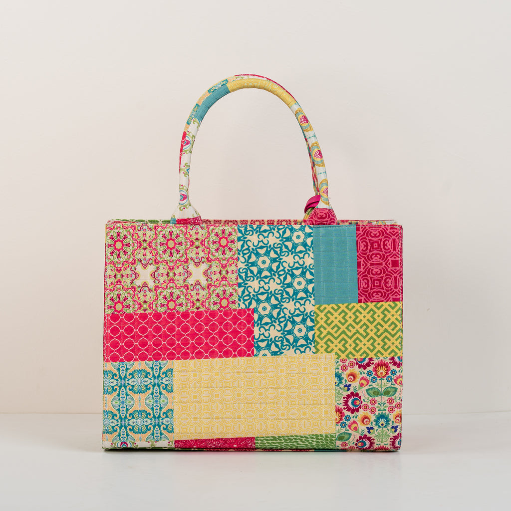Batch work multicolor tote bag