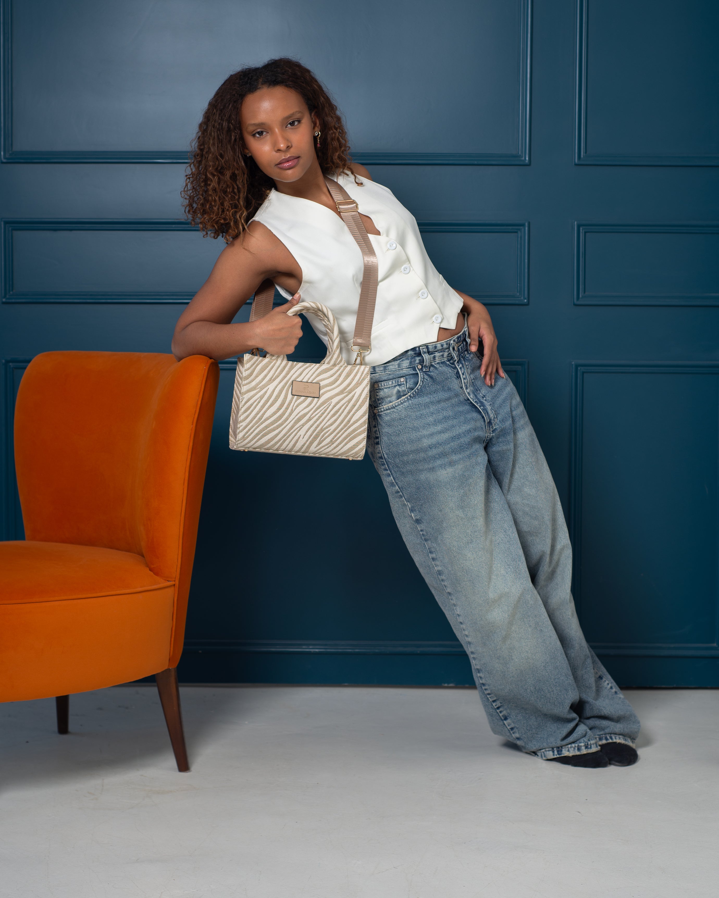 Neural jacquard mini tote