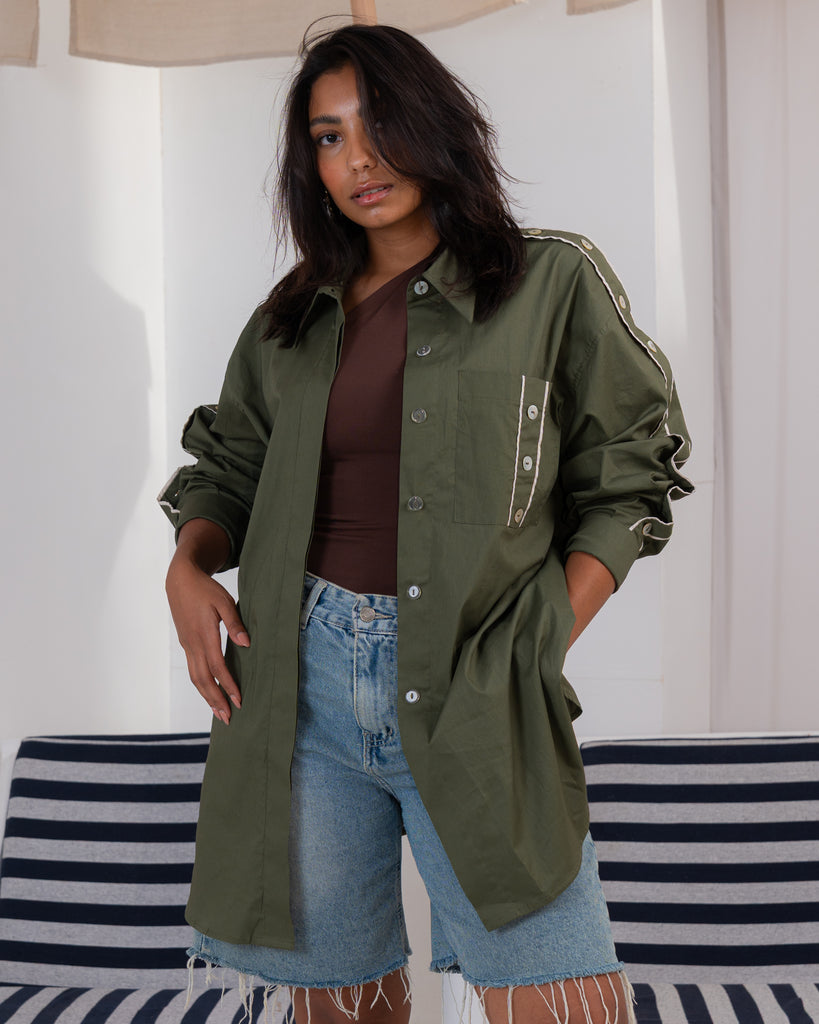 Shoulder Button Freesize Shirt