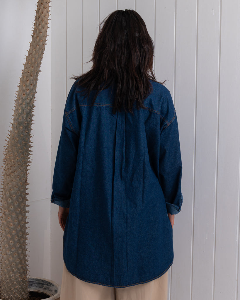 Denim Shirt with Handmade Summer Embroidery