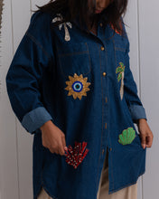 Load image into Gallery viewer, Denim Shirt with Handmade Summer Embroidery