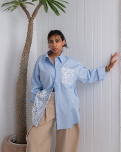 Poplin & Guipure Lace Freesize Shirt