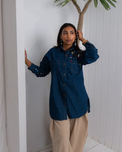 Load image into Gallery viewer, Denim Shirt with Handmade Summer buttons Embroidery