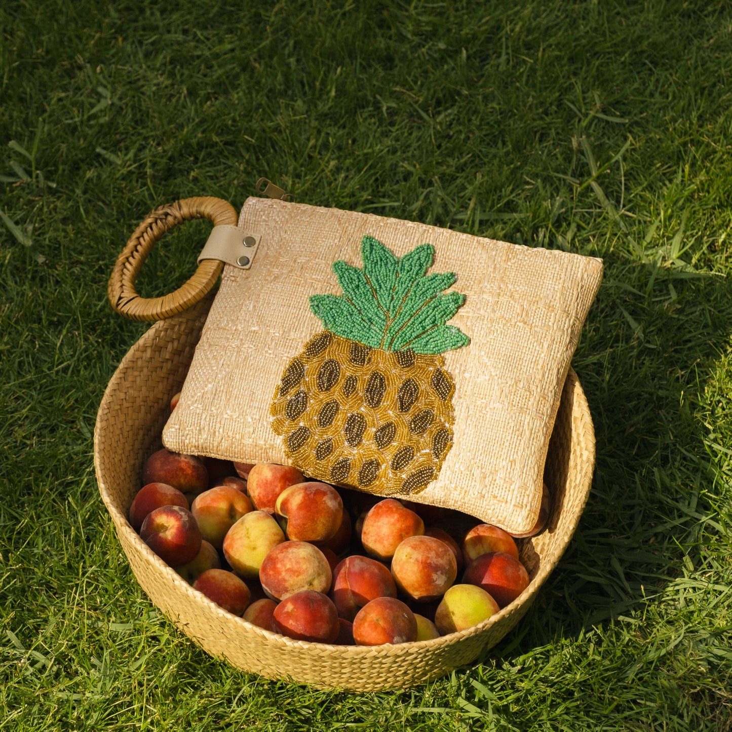 Pineapple embroidered clutch