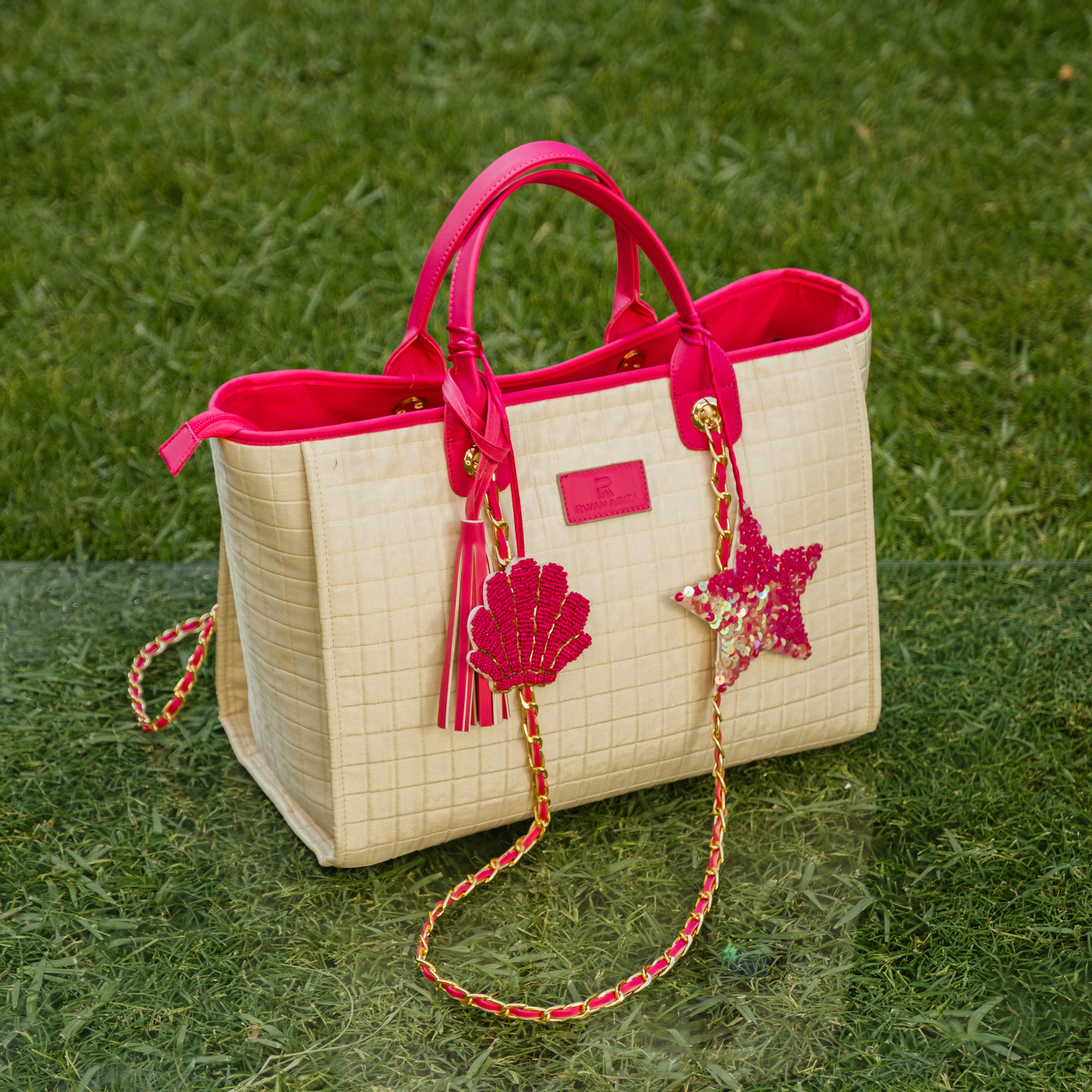 Fuchsia x off-white captone tote bag