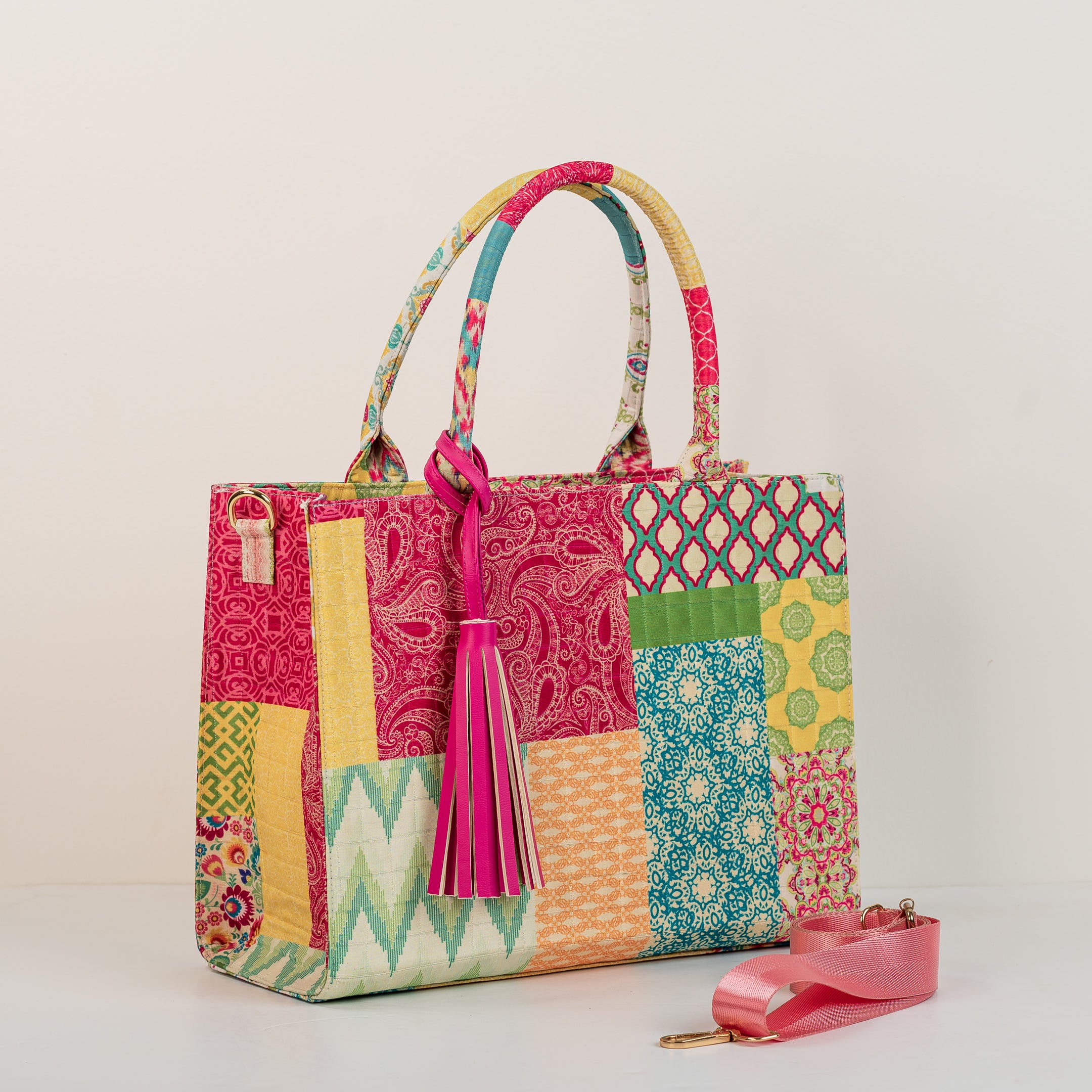 Batch work multicolor tote bag