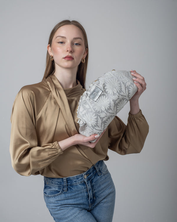 Dollas silver x ivory clutch