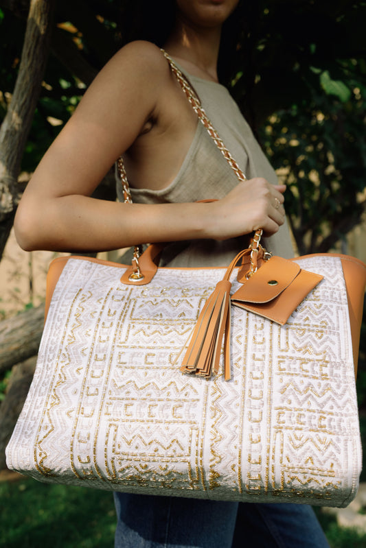 Kashan beige tote bag