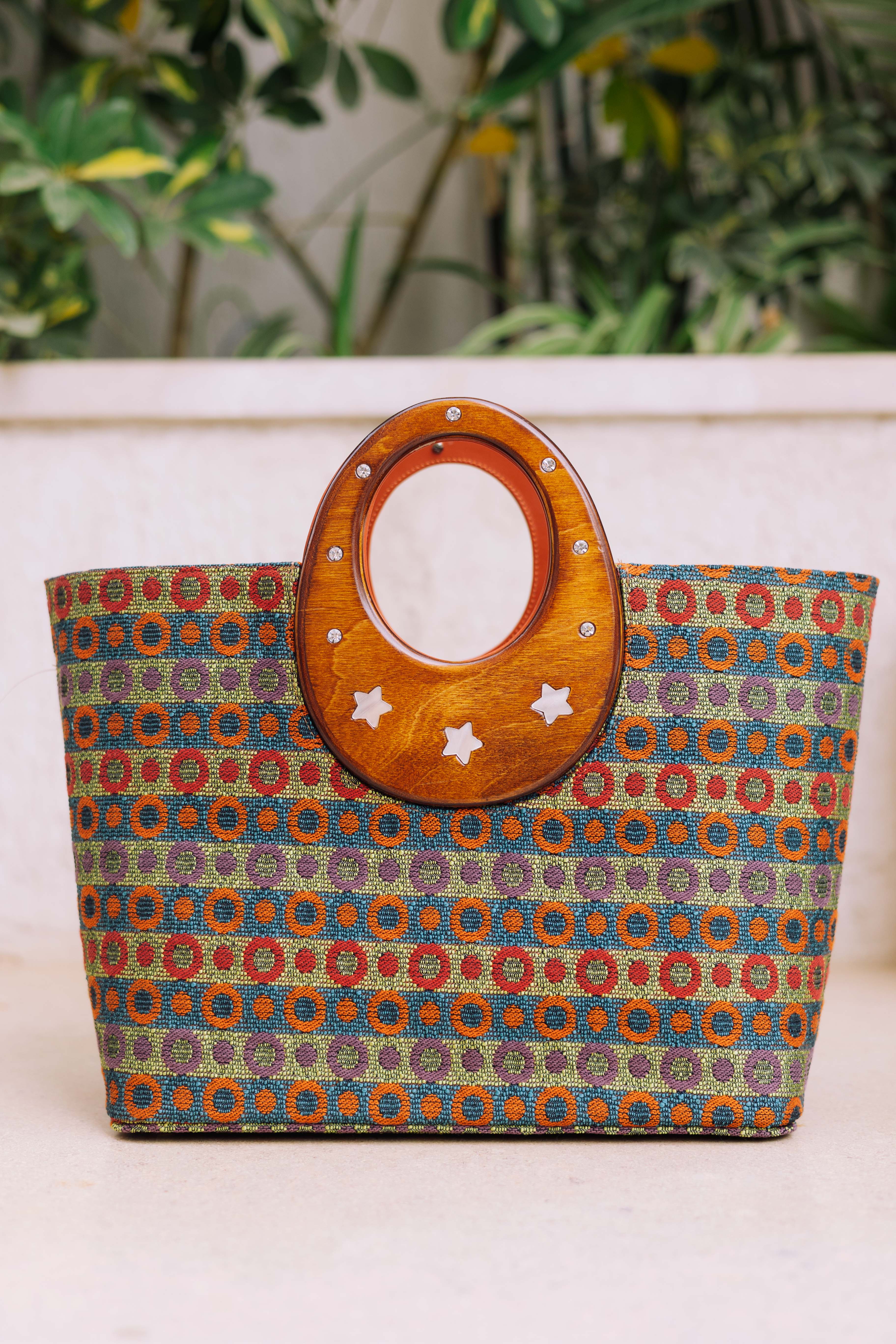 Wooden Handle Tote orange Edition
