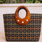 Wooden Handle Tote with Detachable Clutch – Multicolor Black Edition
