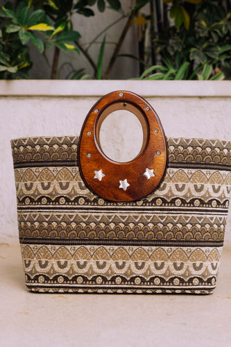 Wooden Handle Tote Beige Edition