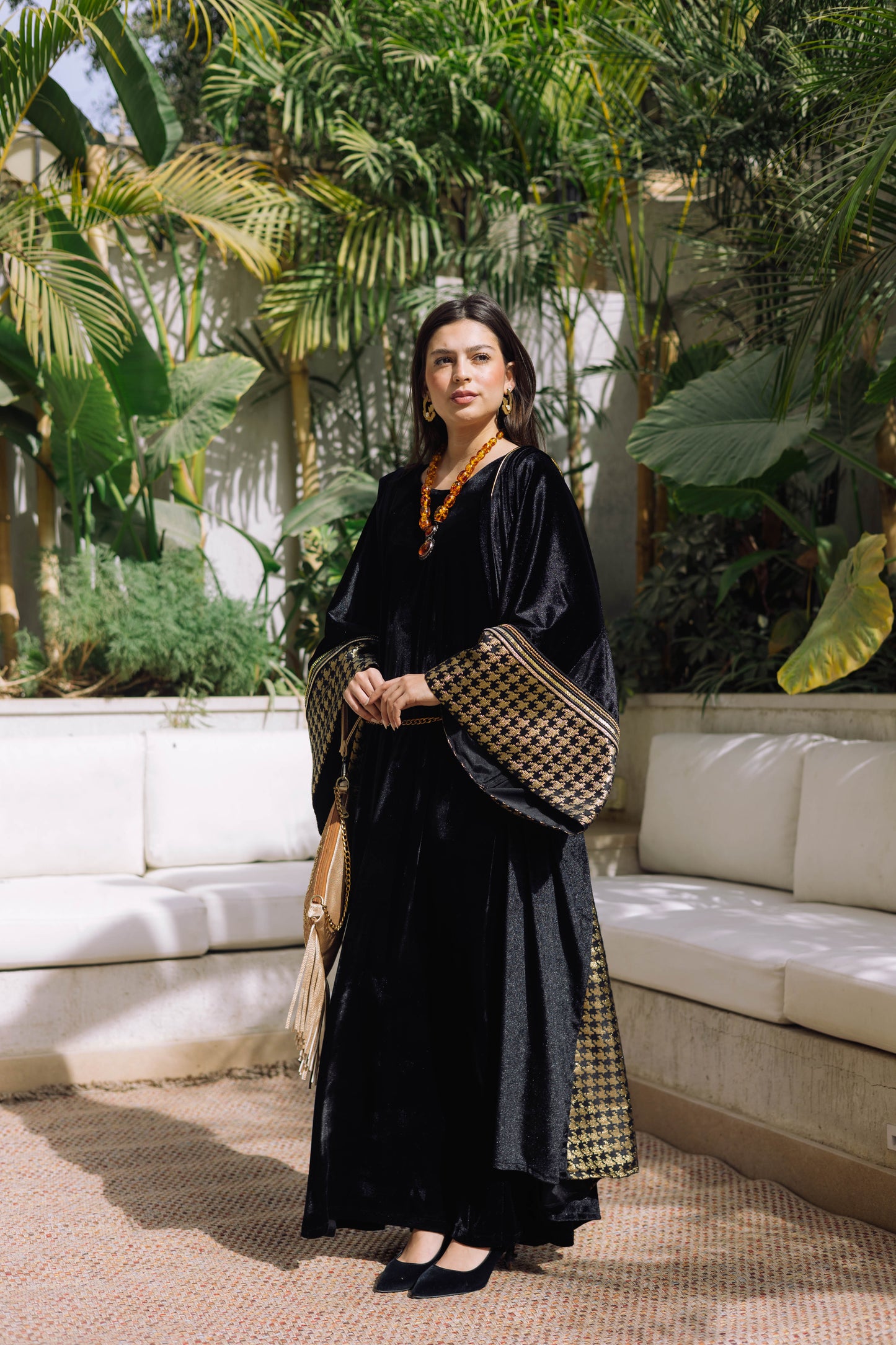 Gold Houndstooth Kaftan