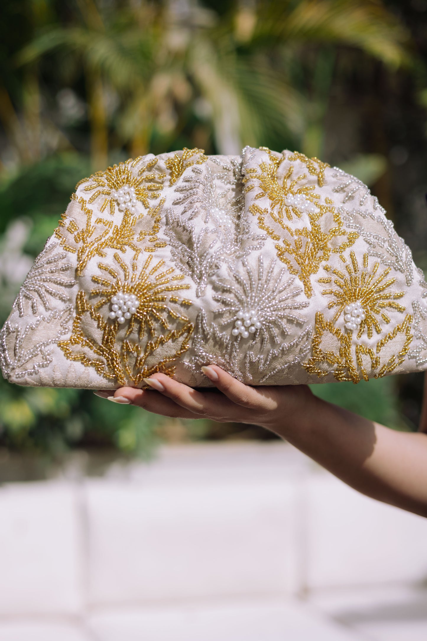 Dollas gold x ivory clutch