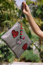 Load image into Gallery viewer, Embroidered Heart Clutch