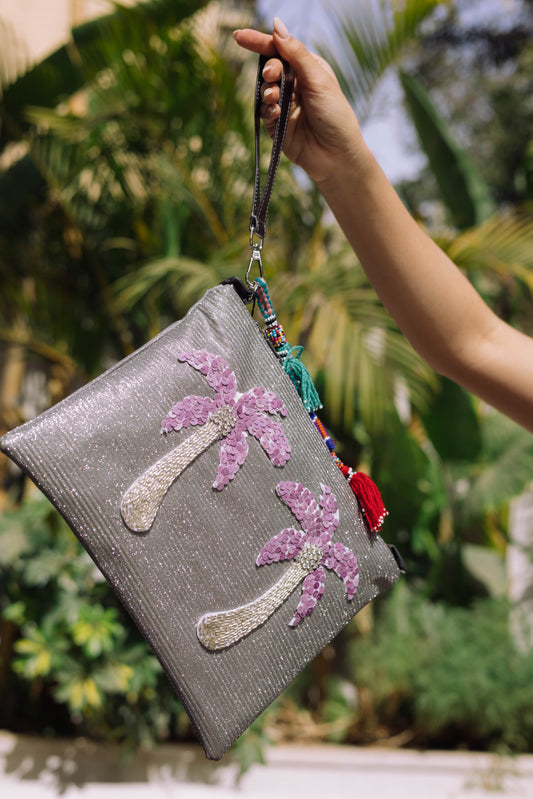 Palms Shiny Clutch